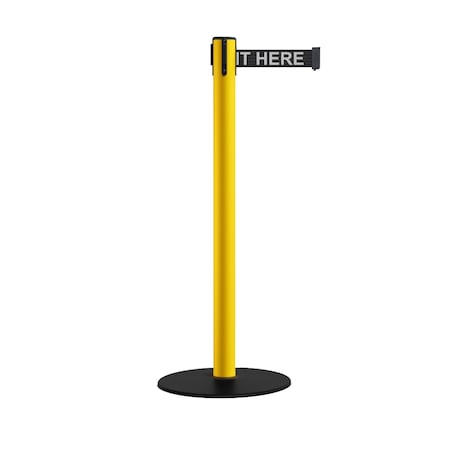 Montour Line Retr. Belt Stanchion, Low Base, 2.5in YLW Post  11' Wait.Belt S400-YW-PLEAWBW-110